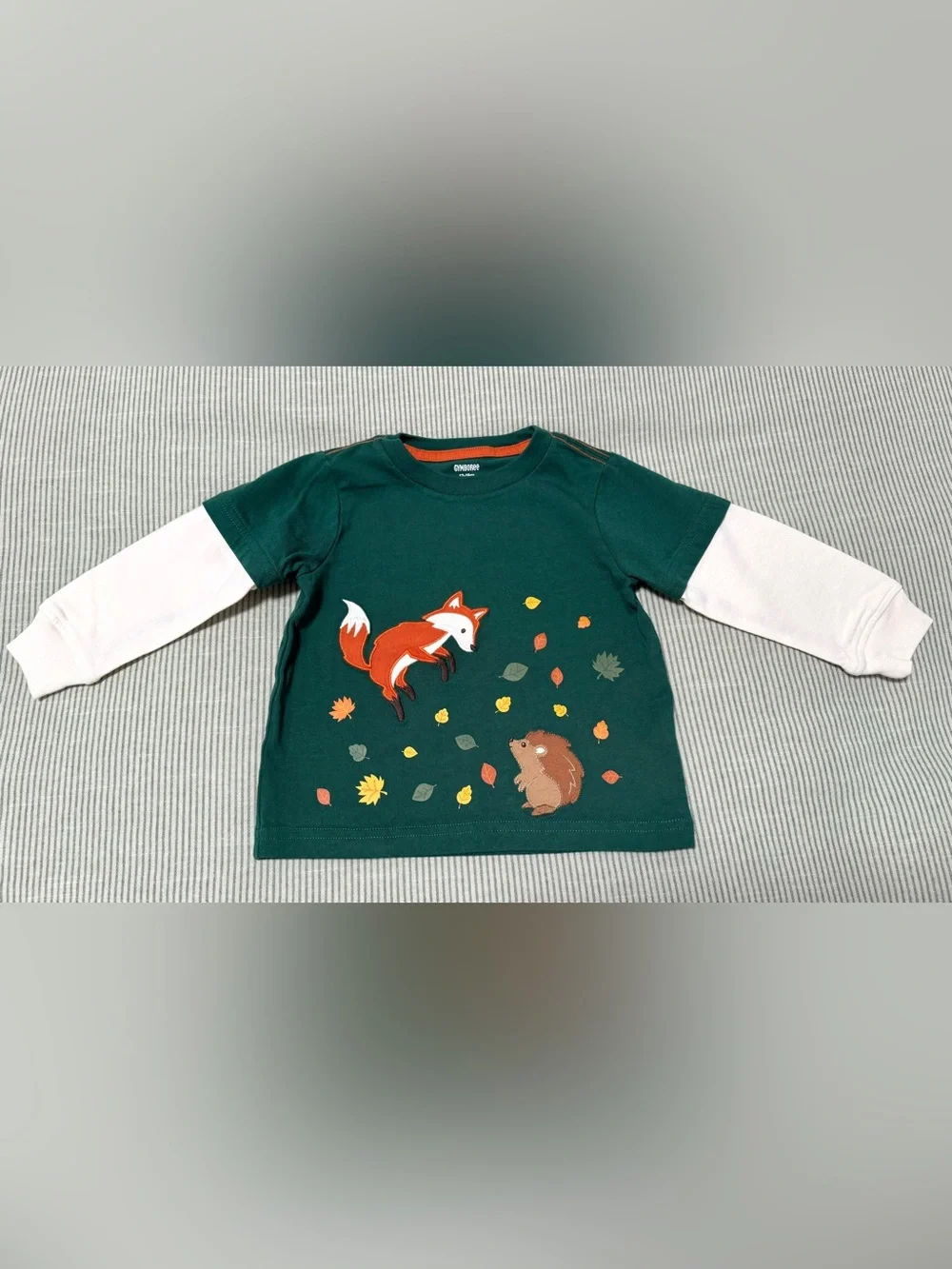 Gymboree Green Fox & Hedgehog Layered-Look Kids Long Sleeve Tee - Size: 12-18mo.